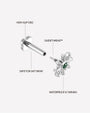 Sunbeam Flatback Stud - Silver Emerald Green - threaded construction