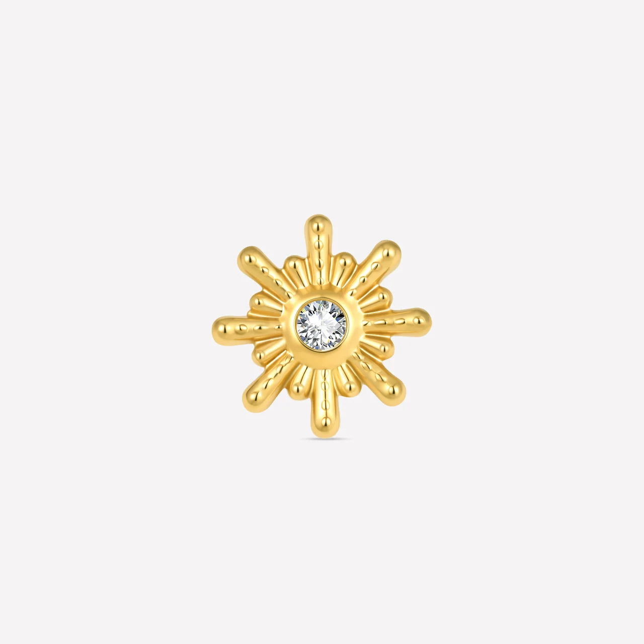 Sunbeam Flatback Stud - Gold Crystal Clear - front view