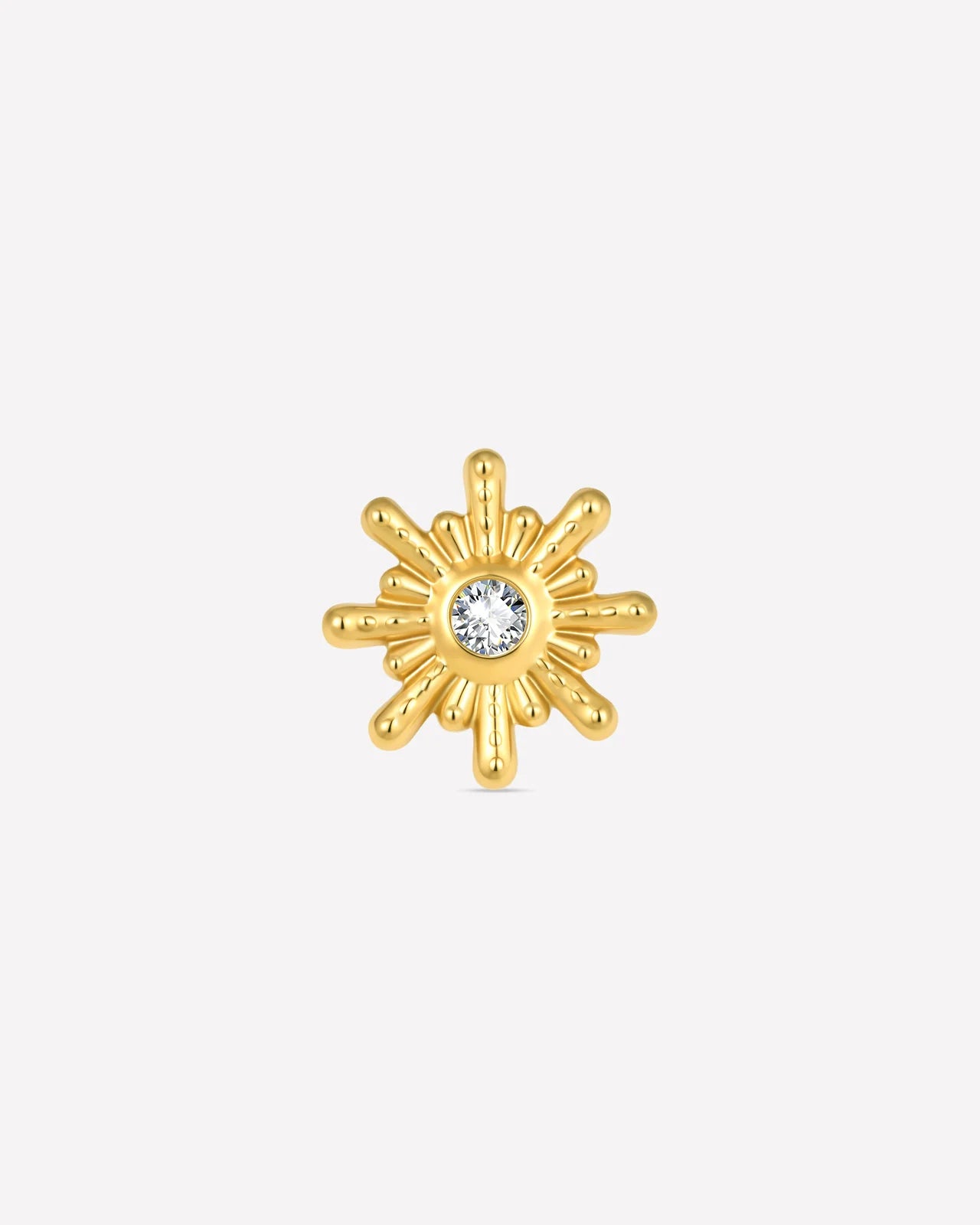Sunbeam Flatback Stud - Gold Crystal Clear - front view