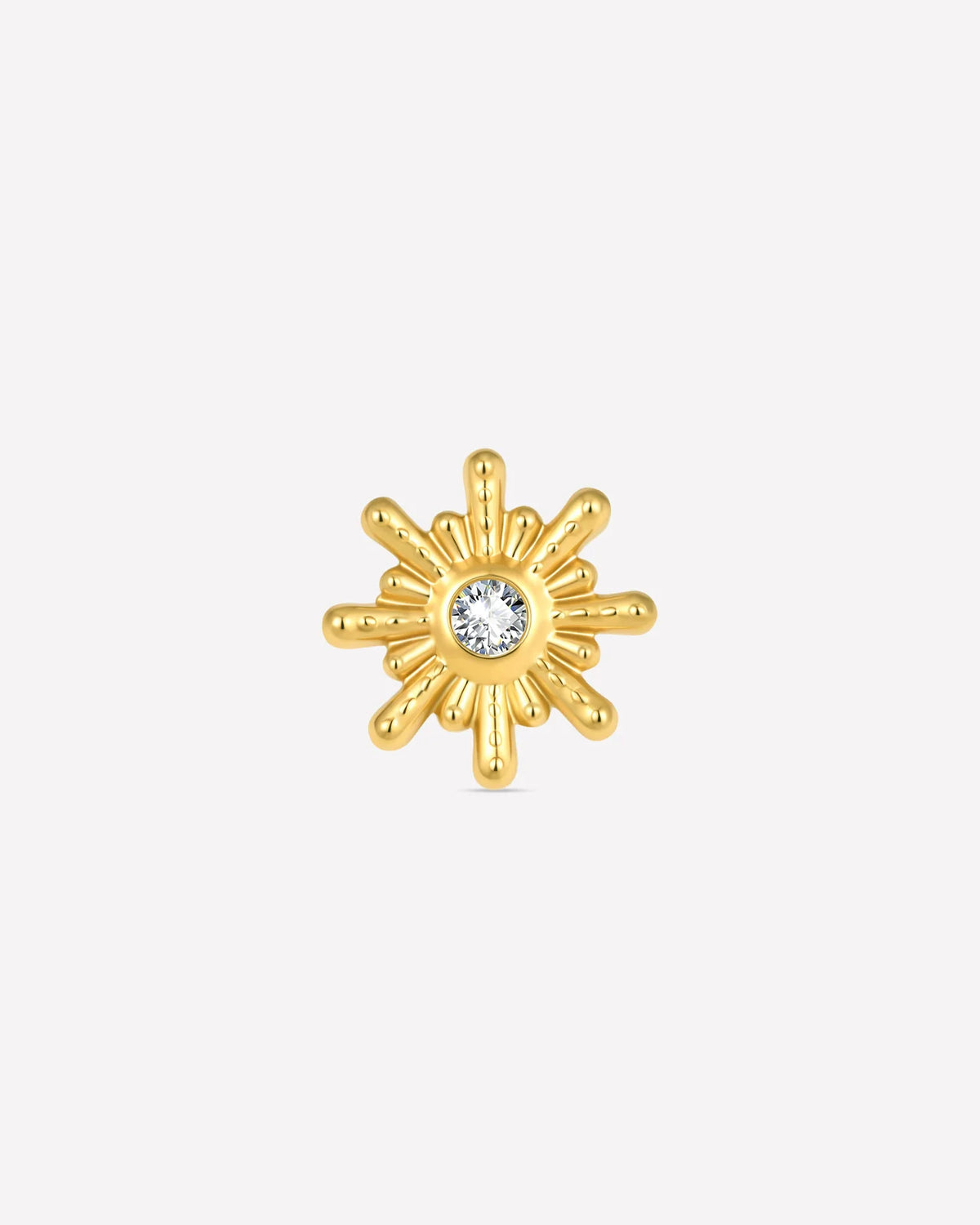 Sunbeam Flatback Stud - Gold Crystal Clear - front view