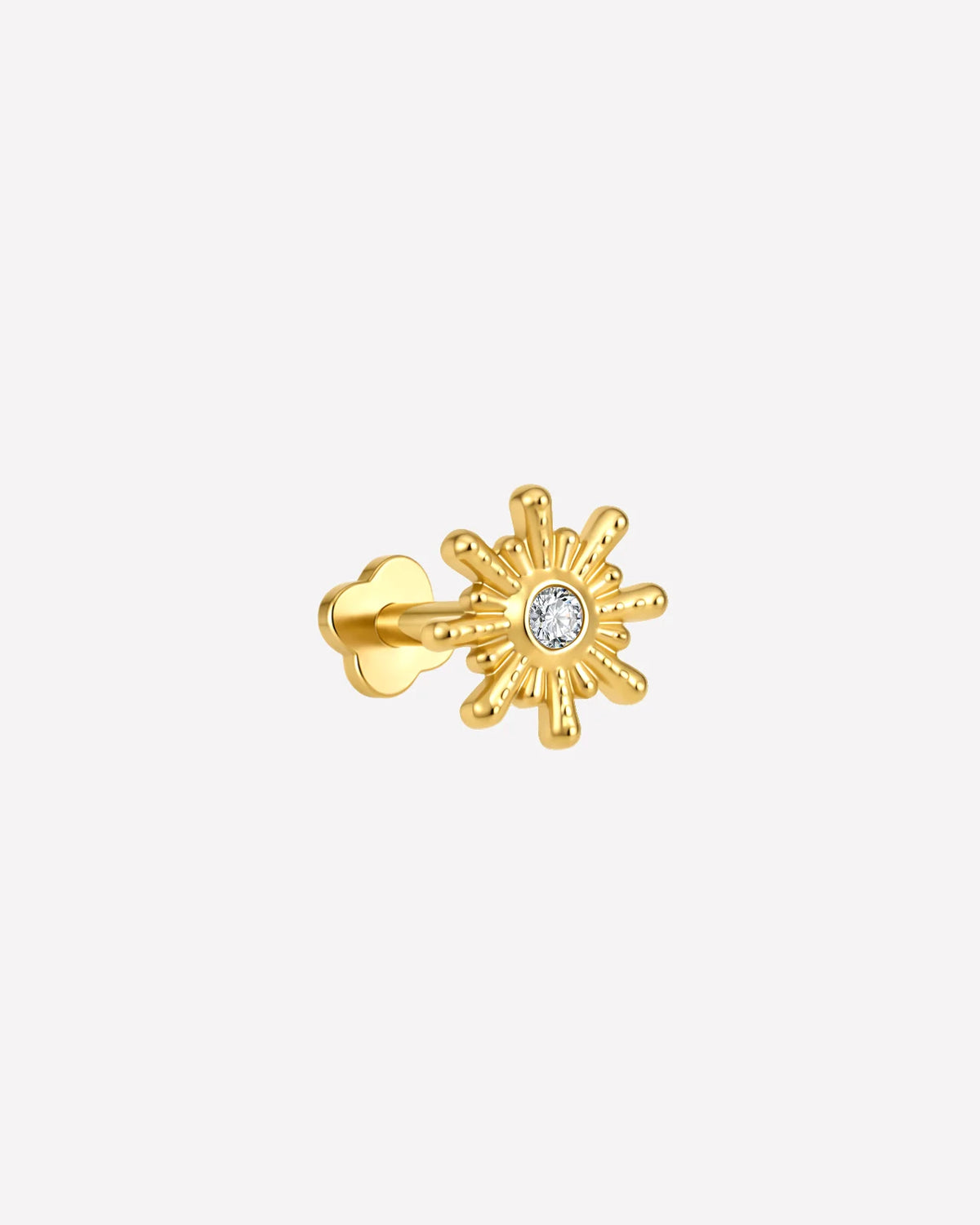 Sunbeam Flatback Stud - Gold Crystal Clear - side view
