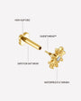 Sunbeam Flatback Stud - Gold Crystal Clear - threaded construction