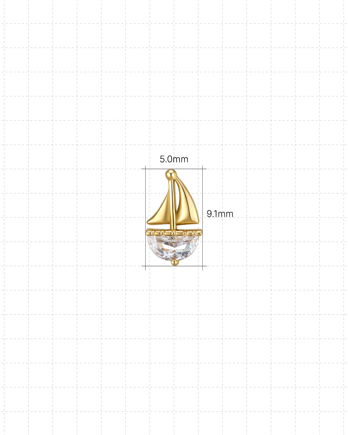 Gold Crystal Clear jewelry front size