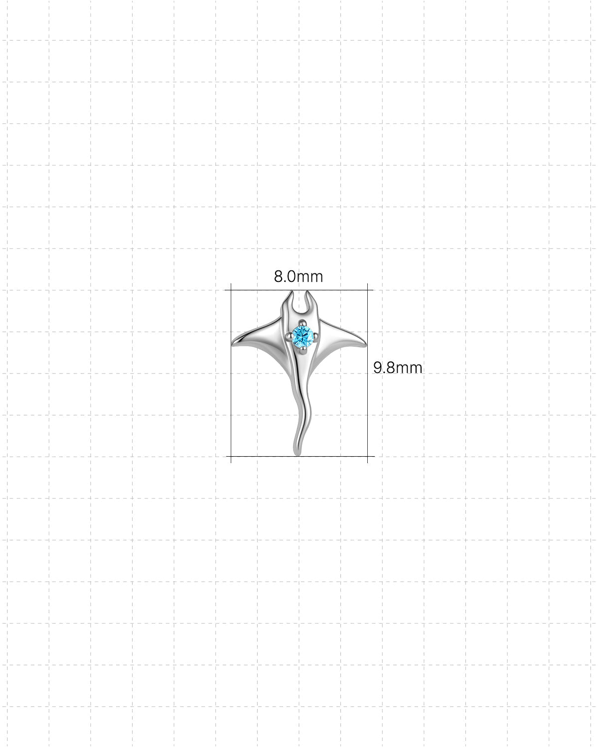 Silver Ocean Mist manta ray jewelry front size