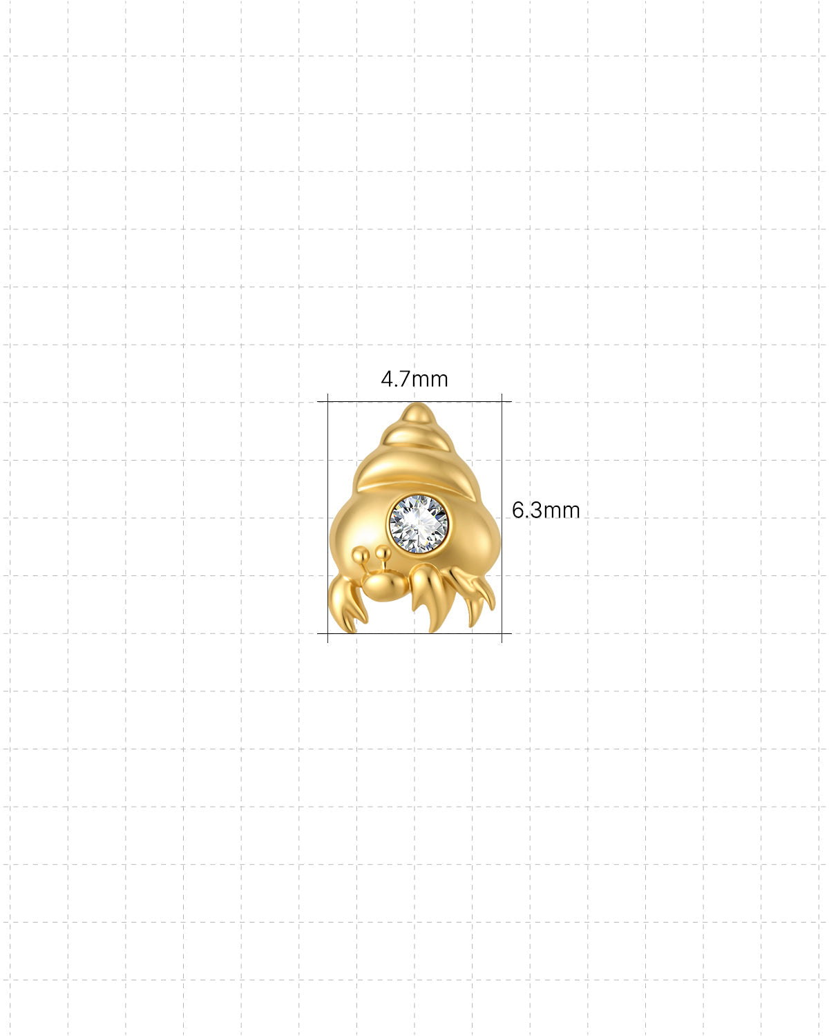 Gold Crystal Clear jewelry front size