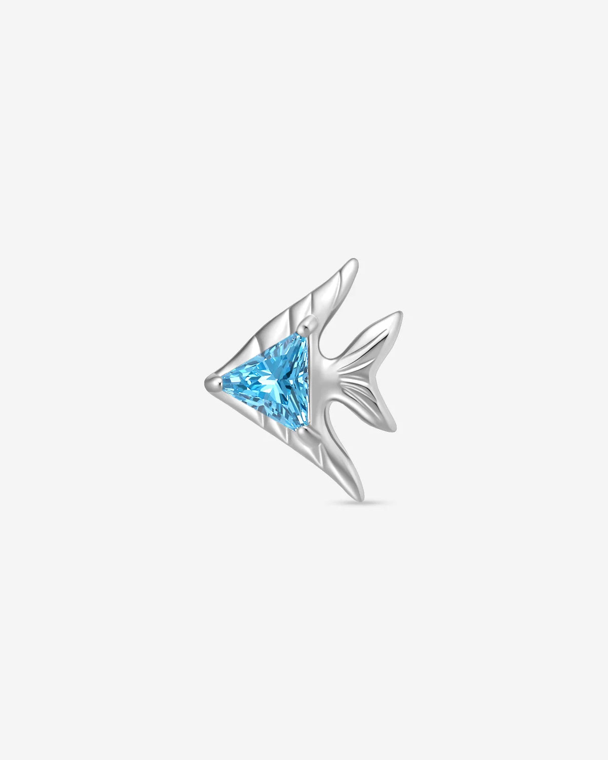 Reef Angel Flatback Stud - Silver with blue cubic zirconia - front view