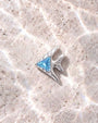 Reef Angel Flatback Stud - Silver with blue cubic zirconia - product and styling view 7