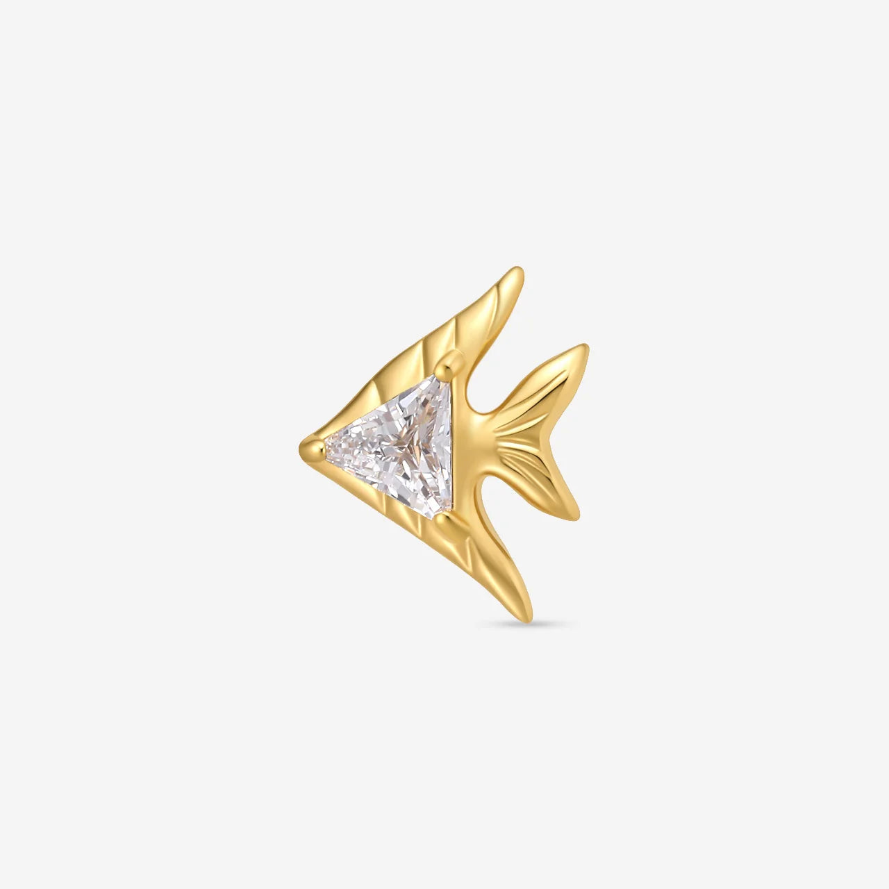 Reef Angel Flatback Stud - Gold with clear cubic zirconia - front view