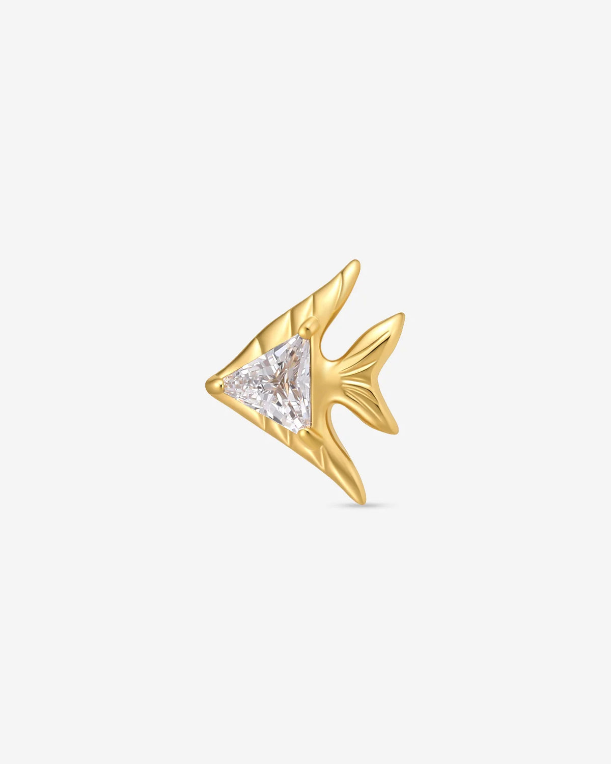 Reef Angel Flatback Stud - Gold with clear cubic zirconia - front view