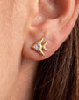 Reef Angel Flatback Stud - Gold with clear cubic zirconia - product and styling view 3