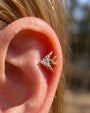 Reef Angel Flatback Stud - Gold with clear cubic zirconia - product and styling view 5