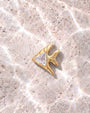 Reef Angel Flatback Stud - Gold with clear cubic zirconia - product and styling view 7
