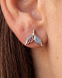 Mermaid Tail Flatback Stud - Silver with blue cubic zirconia - product and styling view 2