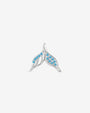 Mermaid Tail Flatback Stud - Silver with blue cubic zirconia - front view