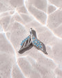 Mermaid Tail Flatback Stud - Silver with blue cubic zirconia - product and styling view 6