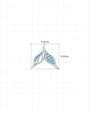 Mermaid Tail Flatback Stud - Silver with blue cubic zirconia - 11.6mm W x 10.6mm H dimensions