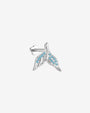 Mermaid Tail Flatback Stud - Silver with blue cubic zirconia - side view