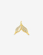 Mermaid Tail Flatback Stud - Gold with clear cubic zirconia - front view