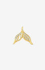 Mermaid Tail Flatback Stud - Gold with clear cubic zirconia - front view