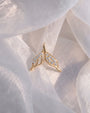 Mermaid Tail Flatback Stud - Gold with clear cubic zirconia - product and styling view 5