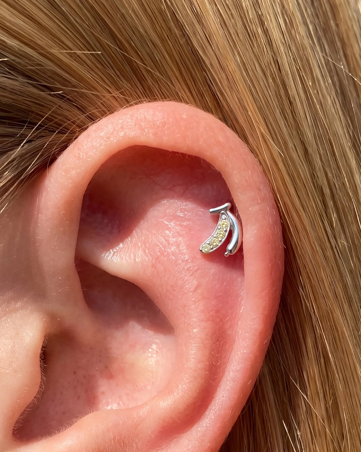 Banana Pop Flatback Stud - Silver Threadless - Image 3