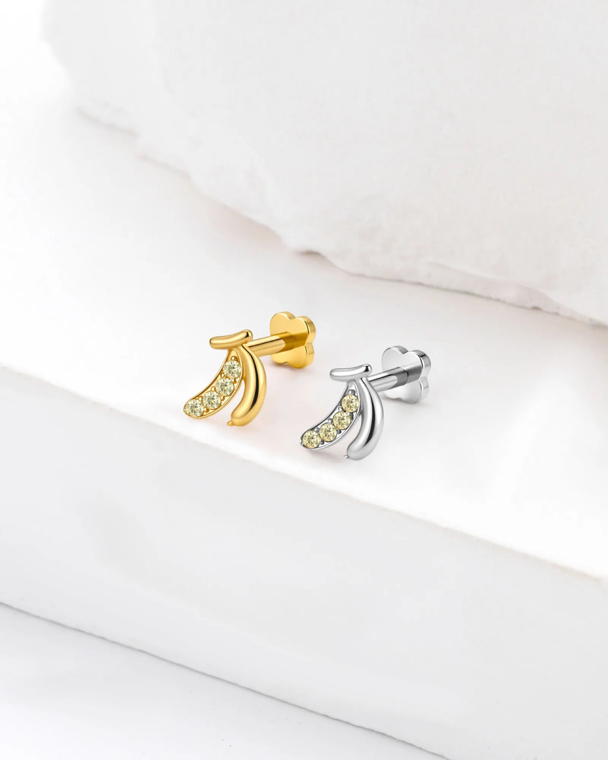 Banana Pop Flatback Stud - Silver Threadless - Image 4