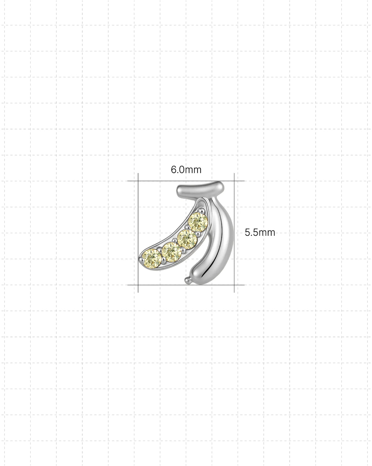 Banana Pop Flatback Stud - Silver Threadless - Image 8