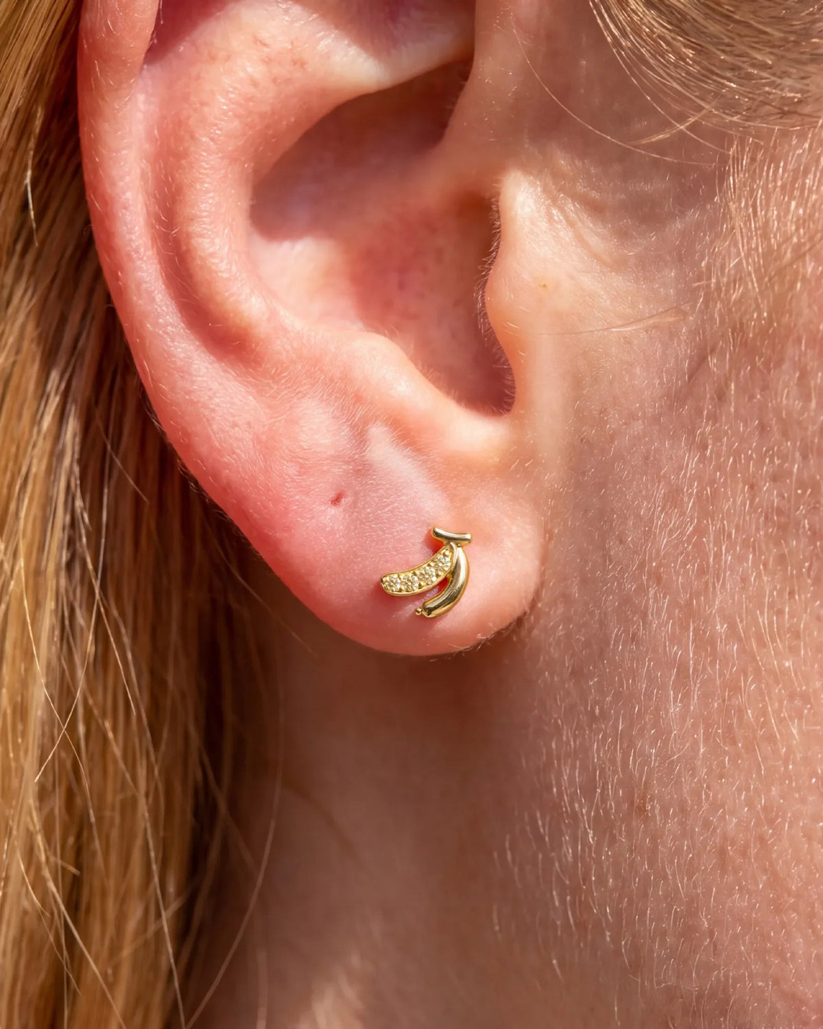 Banana Pop Flatback Stud - Gold Threadless - Image 2