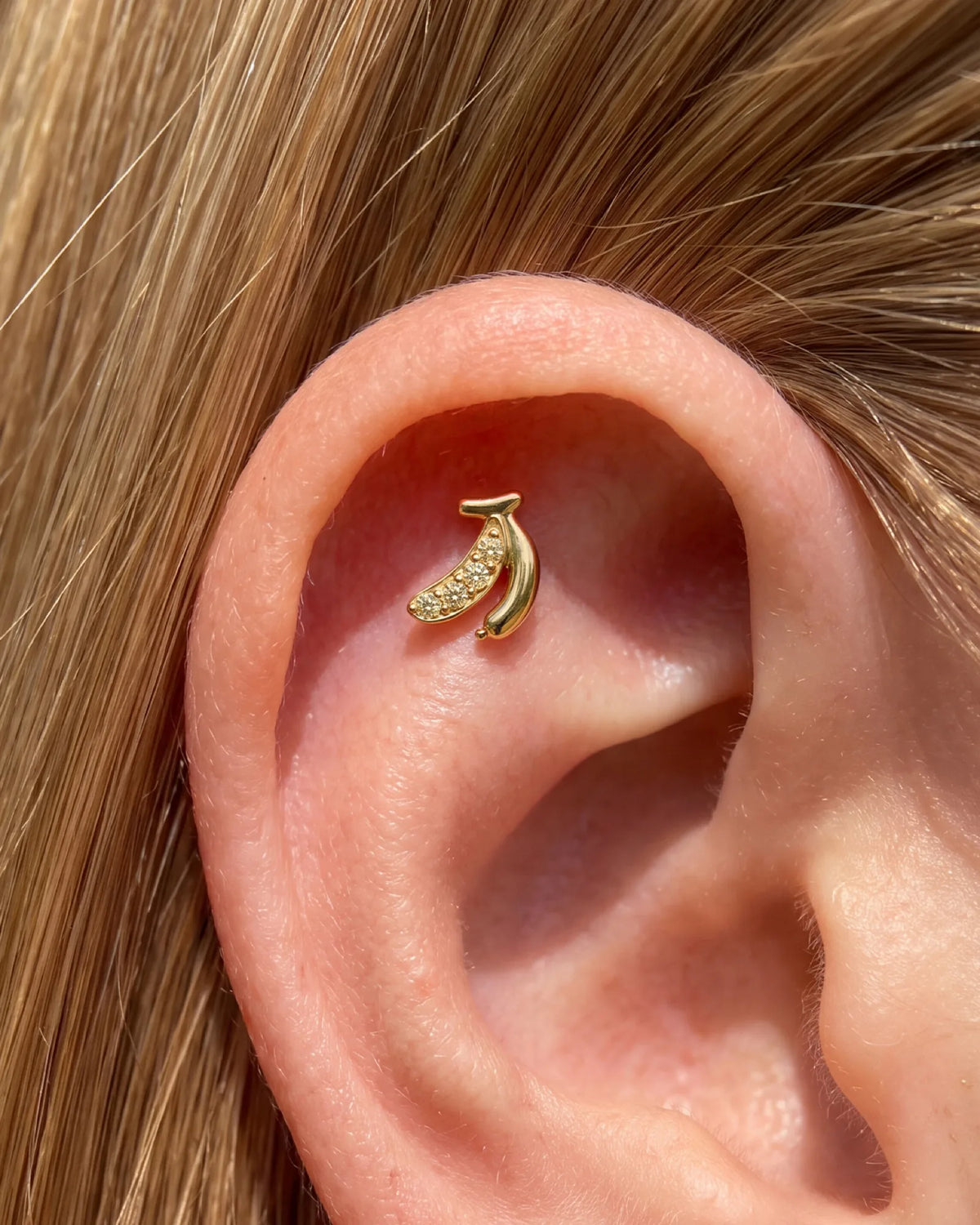 Banana Pop Flatback Stud - Gold Threadless - Image 3