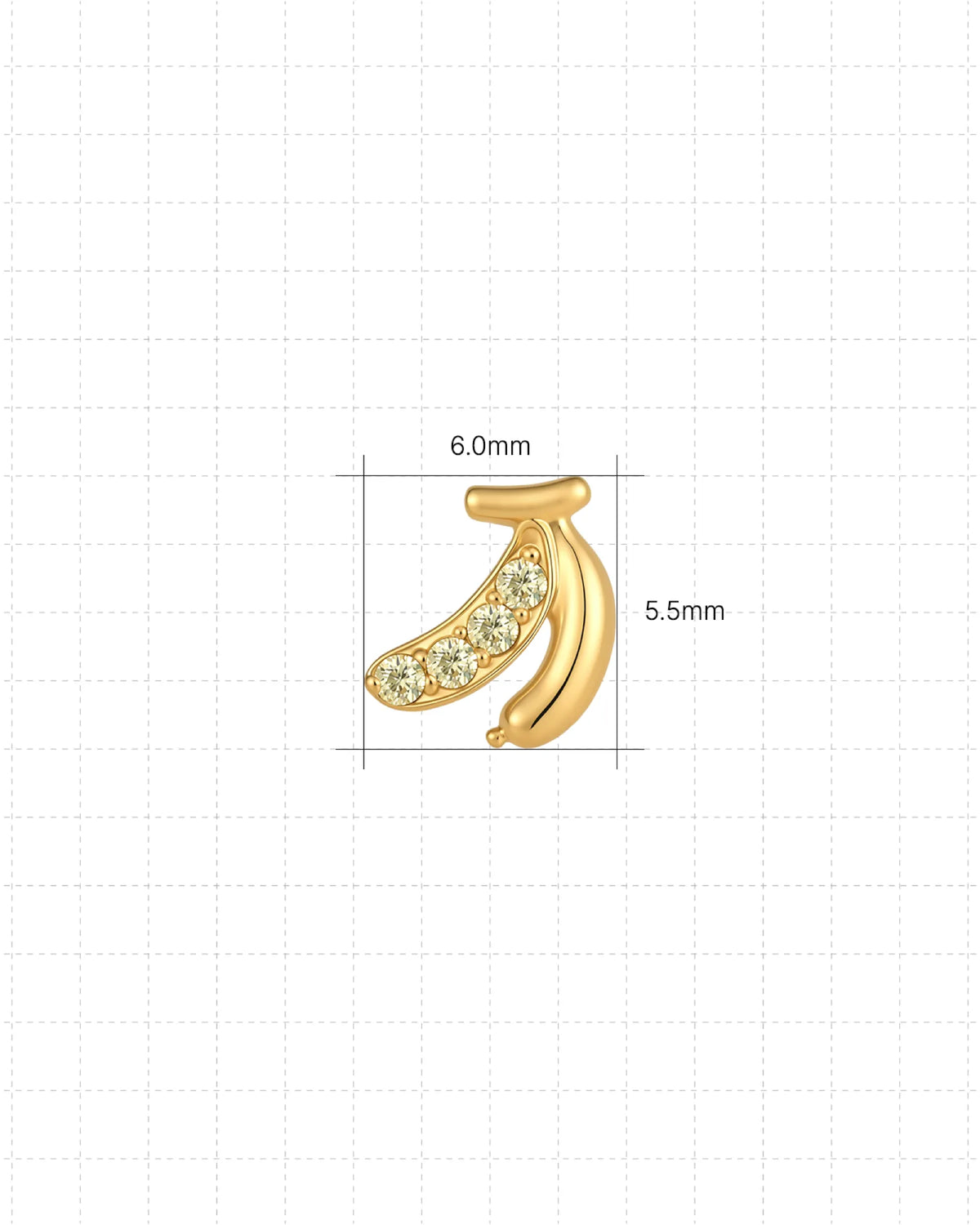 Banana Pop Flatback Stud - Gold Threadless - Image 6