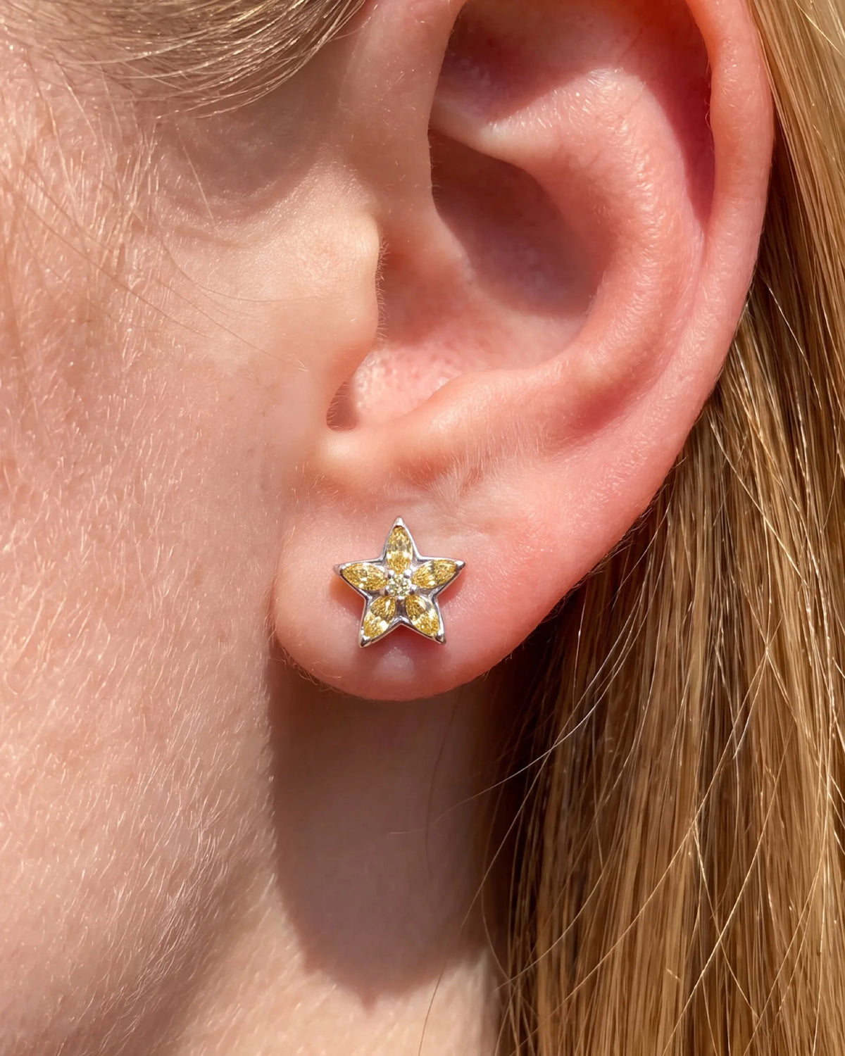 Starfruit Glow Flatback Stud - Silver Threadless - Image 2