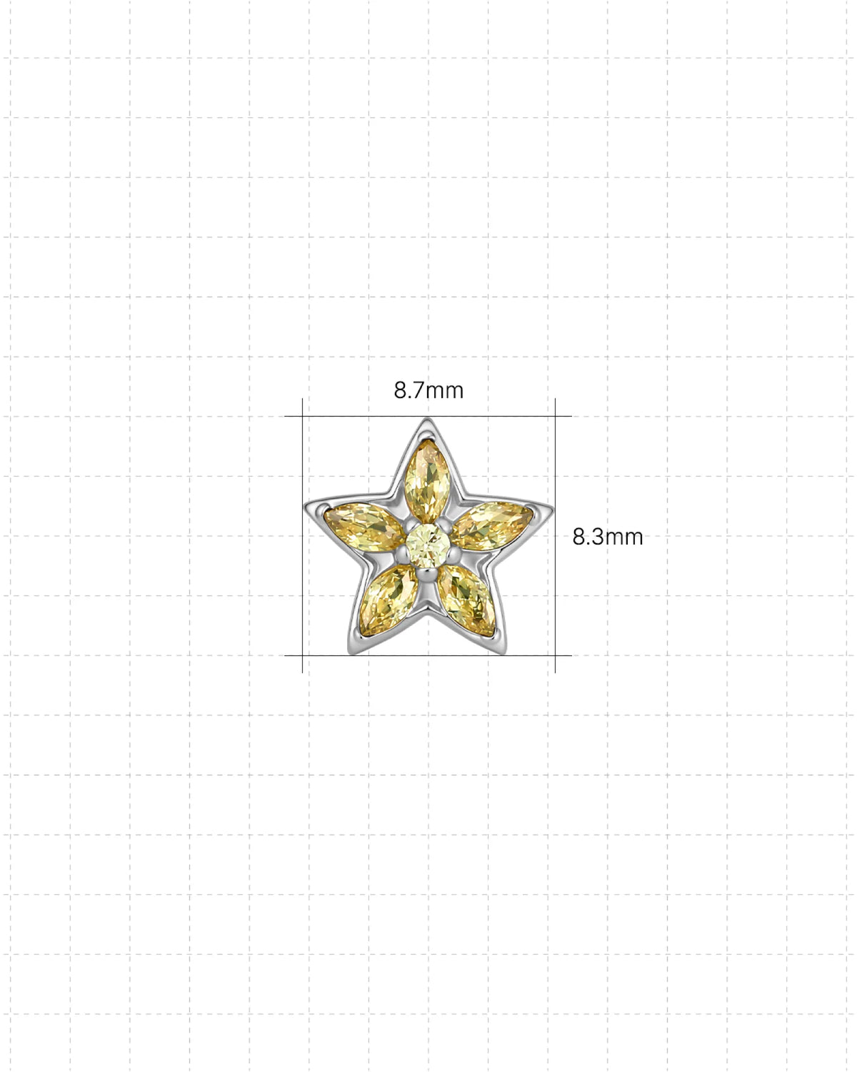Starfruit Glow Flatback Stud - Silver Threadless - Image 7