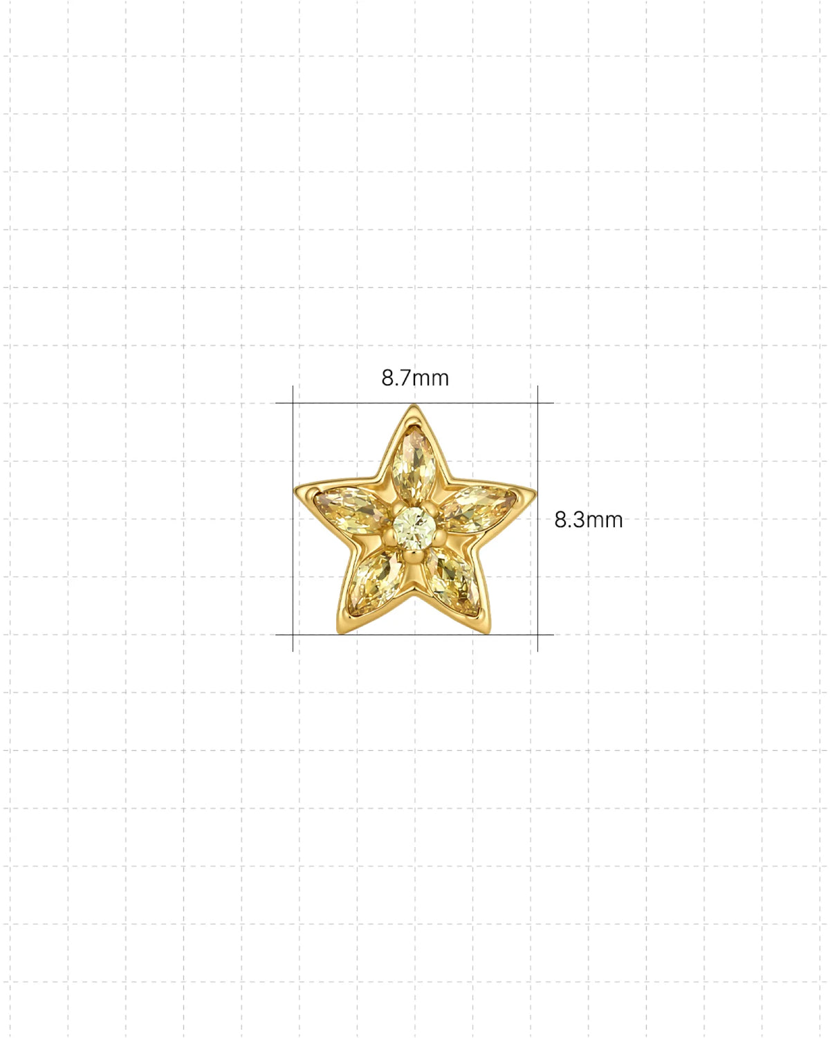 Starfruit Glow Flatback Stud - Gold Threadless - Image 9