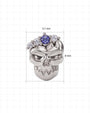 Crowned Mischief skull flatback stud, silver tone with purple cubic zirconia, image 2