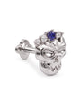 Crowned Mischief skull flatback stud, silver tone with purple cubic zirconia, image 3