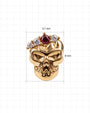 Crowned Mischief skull flatback stud, gold tone with red cubic zirconia, image 6