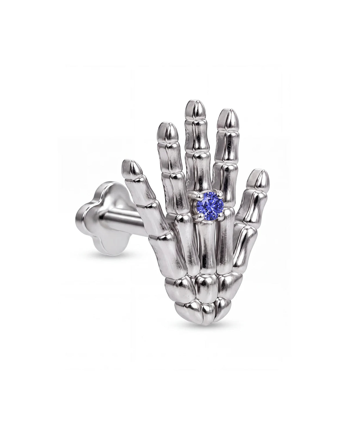 Phantom Touch Threadless Flatback Stud in Silver Twilight Tanzanite, side view