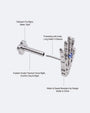 Phantom Touch Threadless Flatback Stud in Silver Twilight Tanzanite, push pin mechanism