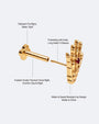 Phantom Touch Threadless Flatback Stud in Gold Garnet Red, push pin mechanism