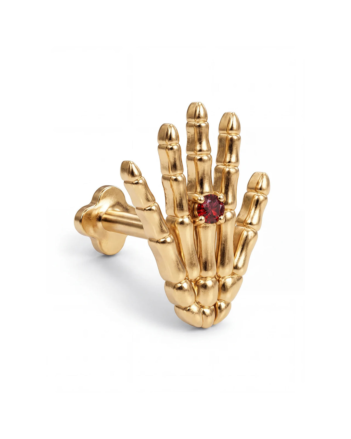 Phantom Touch Threadless Flatback Stud in Gold Garnet Red, side view