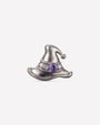 Spellbound Witch Hat flatback stud in silver tone with purple cubic zirconia, image 1