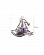 Spellbound Witch Hat flatback stud in silver tone with purple cubic zirconia, image 3
