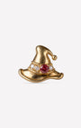 Spellbound Witch Hat flatback stud in gold tone with red cubic zirconia, image 1