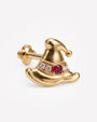 Spellbound Witch Hat flatback stud in gold tone with red cubic zirconia, image 2