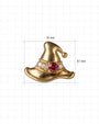 Spellbound Witch Hat flatback stud in gold tone with red cubic zirconia, image 3