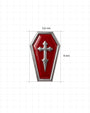 Crimson Crypt Coffin flatback stud, silver tone with red panel and raised cross, image 3