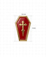 Crimson Crypt Coffin flatback stud, gold tone with red panel and raised cross, image 3