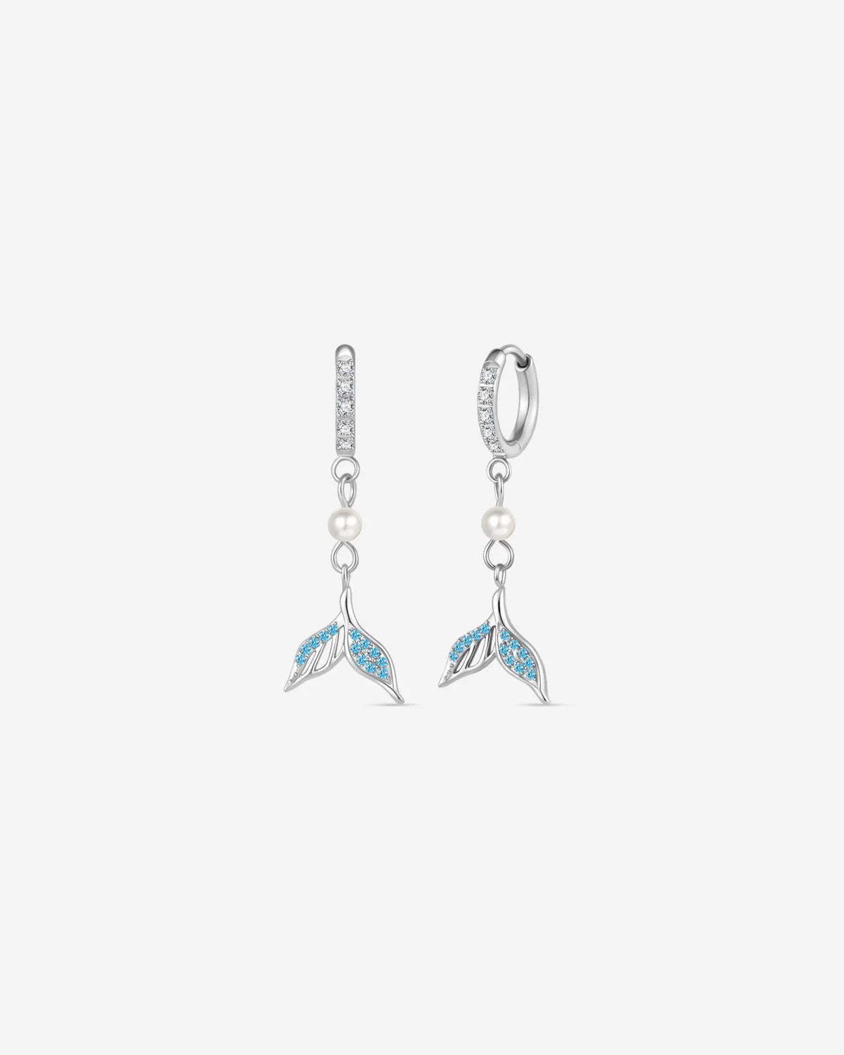 Mermaid Glow Drop Earrings Silver Ocean Mist front view