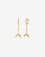 Mermaid Glow Drop Earrings Gold Crystal Clear front view