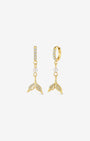 Mermaid Glow Drop Earrings Gold Crystal Clear front view